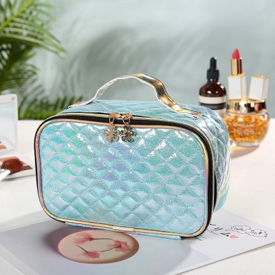 Holographic PU storage pouch travel makeup cosmetic toiletry bag for women
