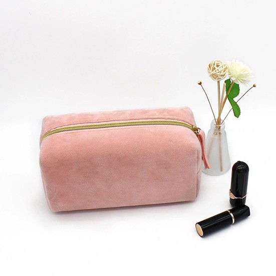 Custom logo velvet makeup cosmetic bag stationery storage pouch