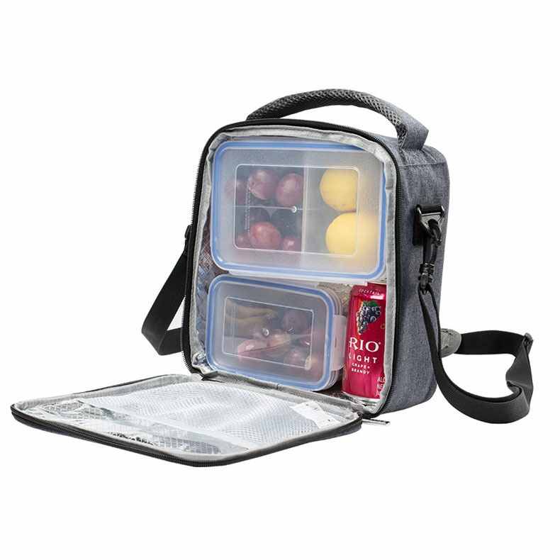 Oxford crossbody insulated picnic lunch cooler bag with thick aluminum foil