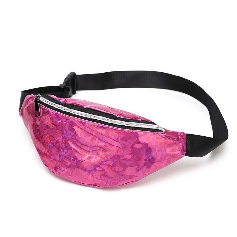 Waterproof belt bag tear-resistant shiny holographic PVC sports fanny pack for women    