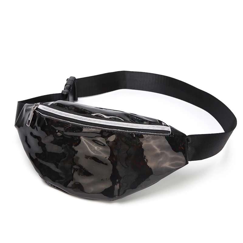 Waterproof belt bag tear-resistant shiny holographic PVC sports fanny pack for women    