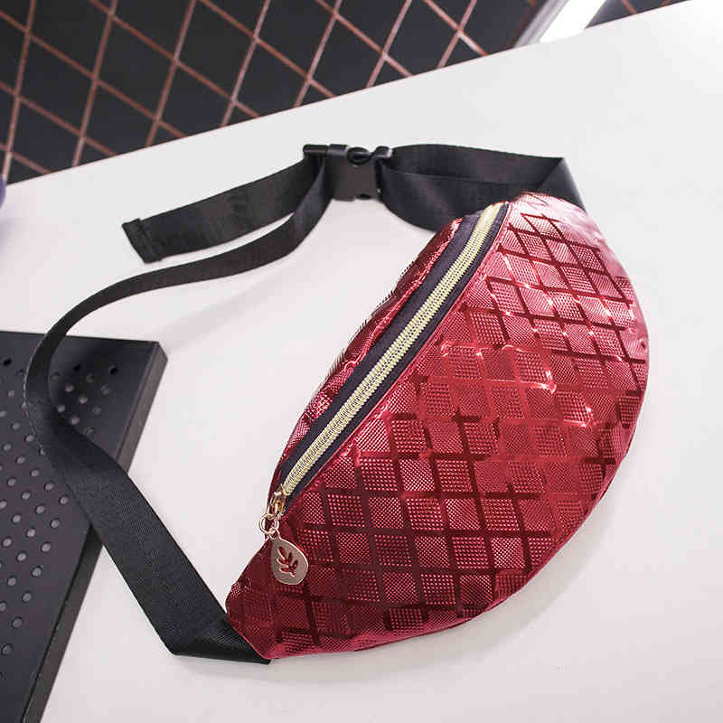 Designer womens waterproof anti-tear leather red pink cross body belly bum bag fanny pack