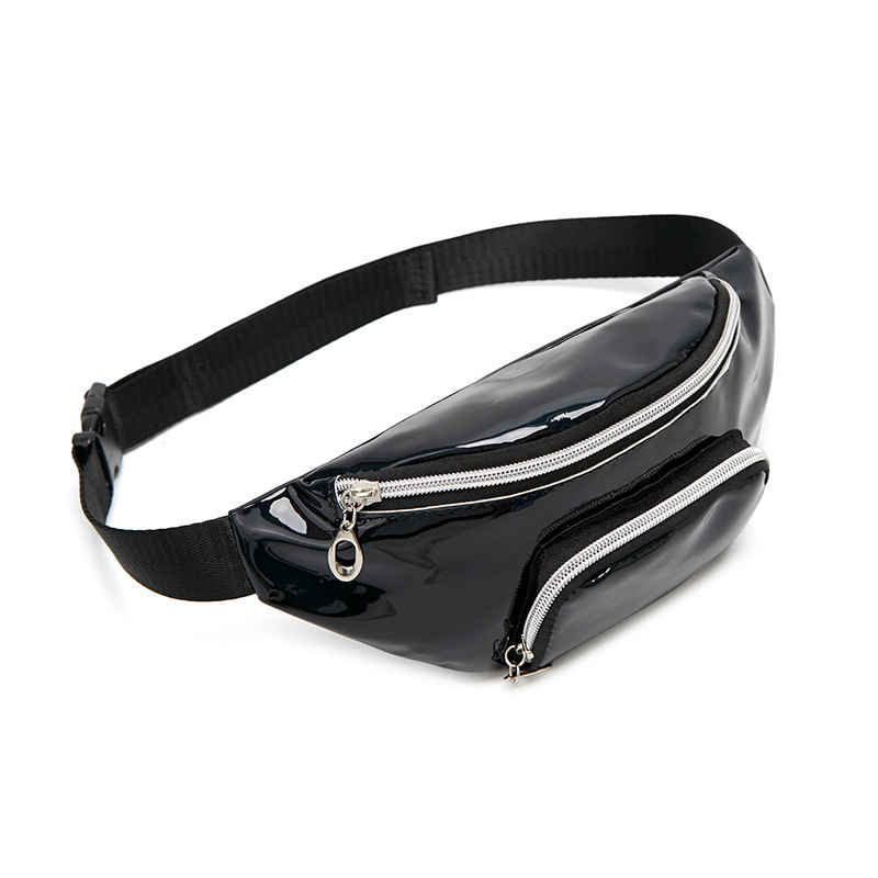 Shinny PU leather holographic belt bag hologram fanny pack with adjustable strap