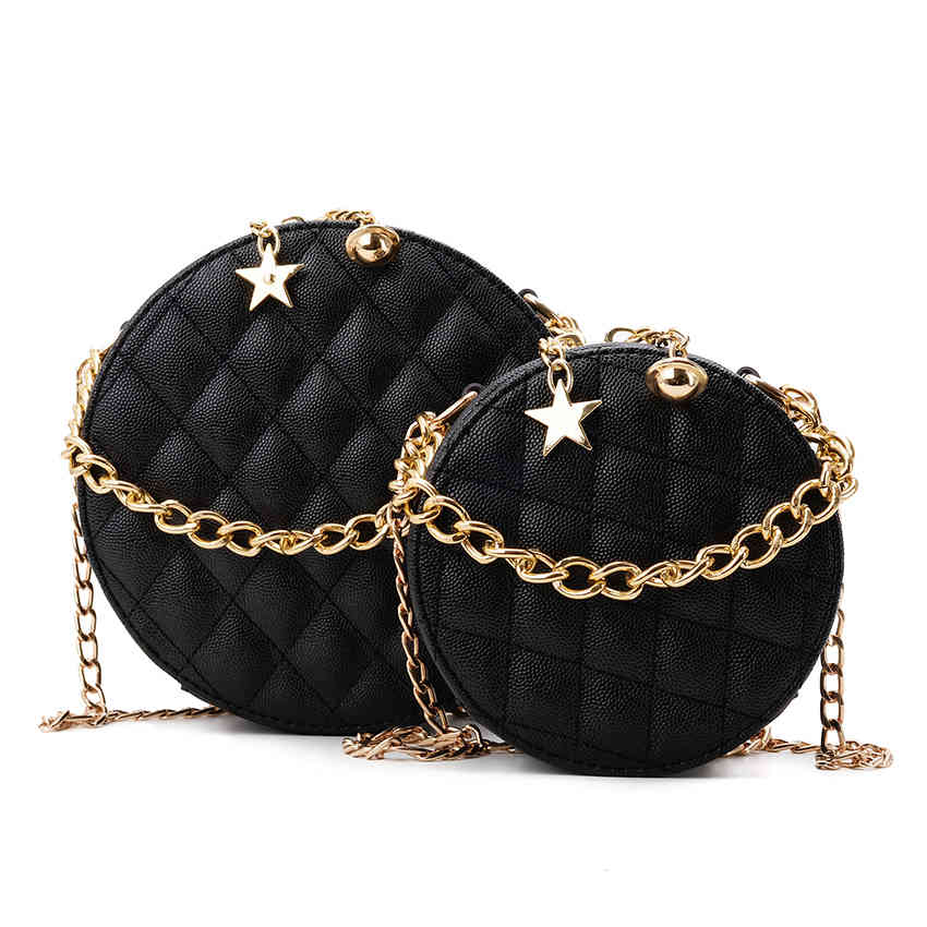 Mini luxury designer chain strap leather crossbody bag round for travel