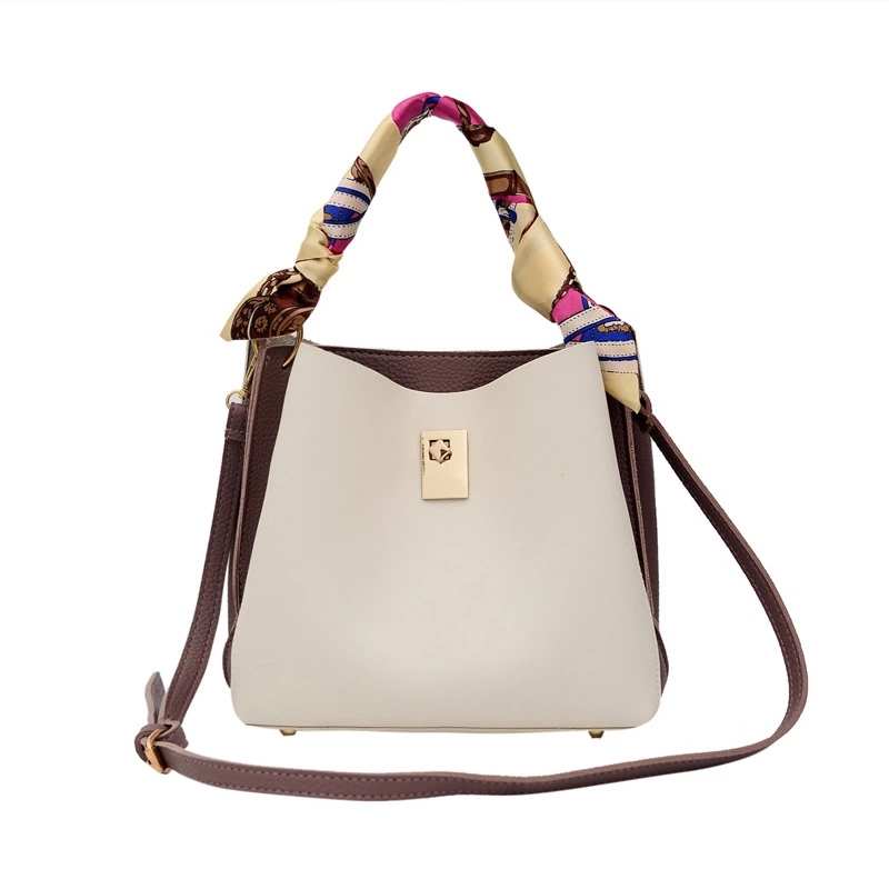 Fashion women's bucket silk scarf handbag PU shoulder bag 