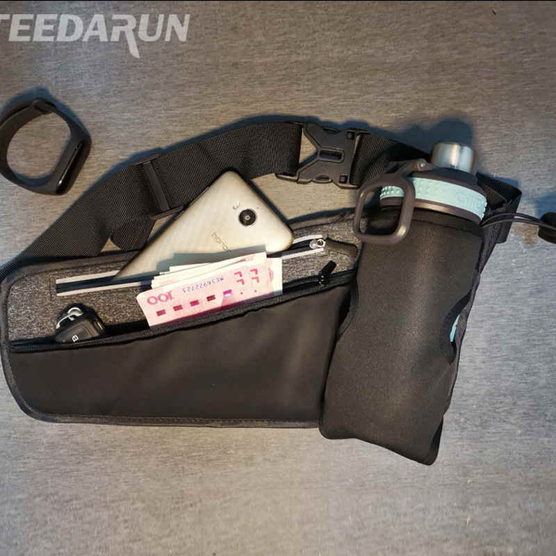 Waterproof designer black nylon crossbody hydration waist pack bottle holder for running