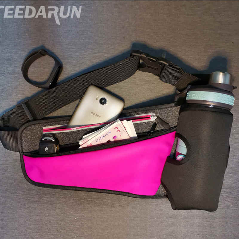 Waterproof designer black nylon crossbody hydration waist pack bottle holder for running