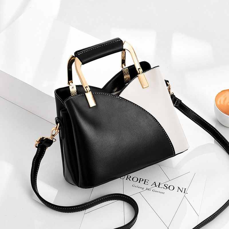 Fashion designer black adjustable leather messenger cross body shoulder bag