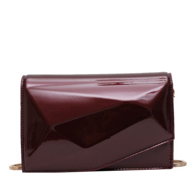 Designer black pu leather closure front flap crossbody handbag with chain strap
