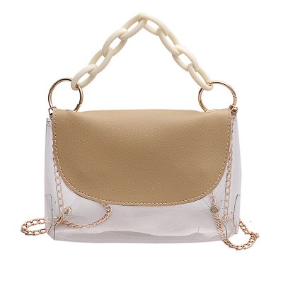 Wholesale designer leather handbag clear plastic crossbody bag for travel