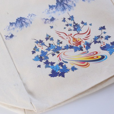 Custom printed logo fashion shoulder cotton canvas tote bag