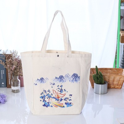 Custom printed logo fashion shoulder cotton canvas tote bag