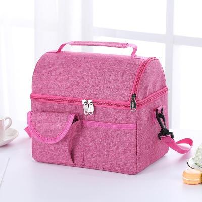 Double layer cationic yarn-dyed insulation lunch cooler diaper mommy bag