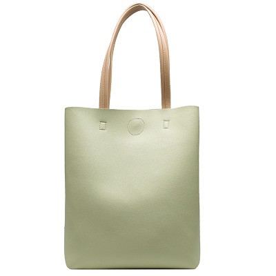 Ladies pu leather shoulder tote bag with magnetic button closure