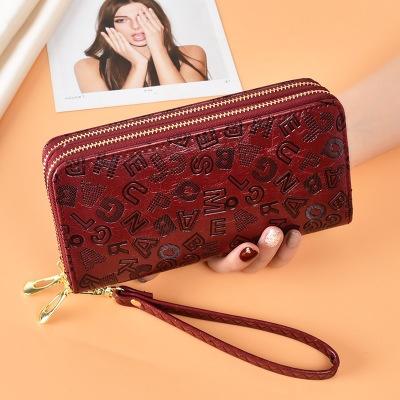 Cute leather coin wallet purse with double zipper