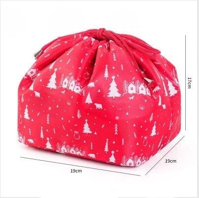 Round waterproof foldable drawstring wash makeup storage bag