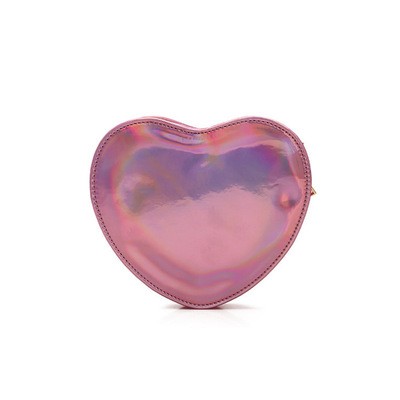 Holographic heart shape leather coin wallet purse