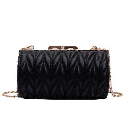 Trendy pu leather shoulder handbag crossbody bag with golden chain