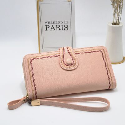 Long style 2 folded pu leather wallet purse for ladies girl