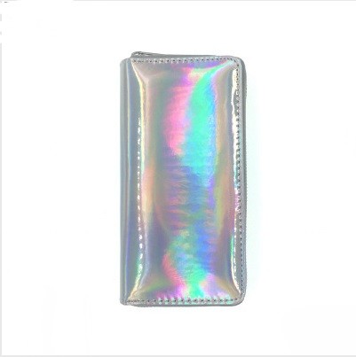 Wholesale long style 2 folded holographic wallet purse