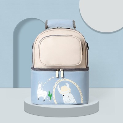 Water-resistant cooler insulated mommy nappy backpack with backside pocket