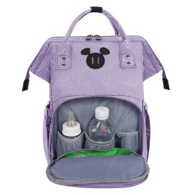 Waterproof double back USB mommy backpack with side tissue paper pocket