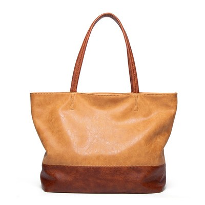 Large capacity soft pu leather shoulder tote bag