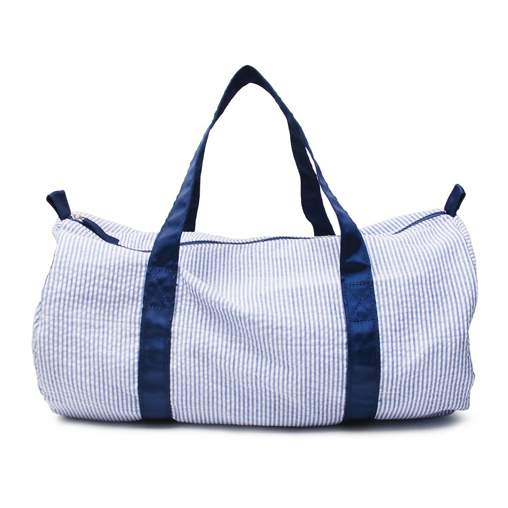 Custom wholesale college Seersucker duffel travel bag 