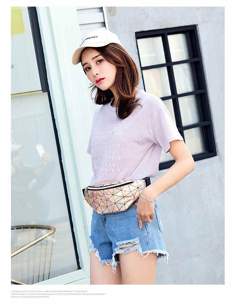  Fashion holographic PU leather phone wallet bum fanny pack waist bag (图4)