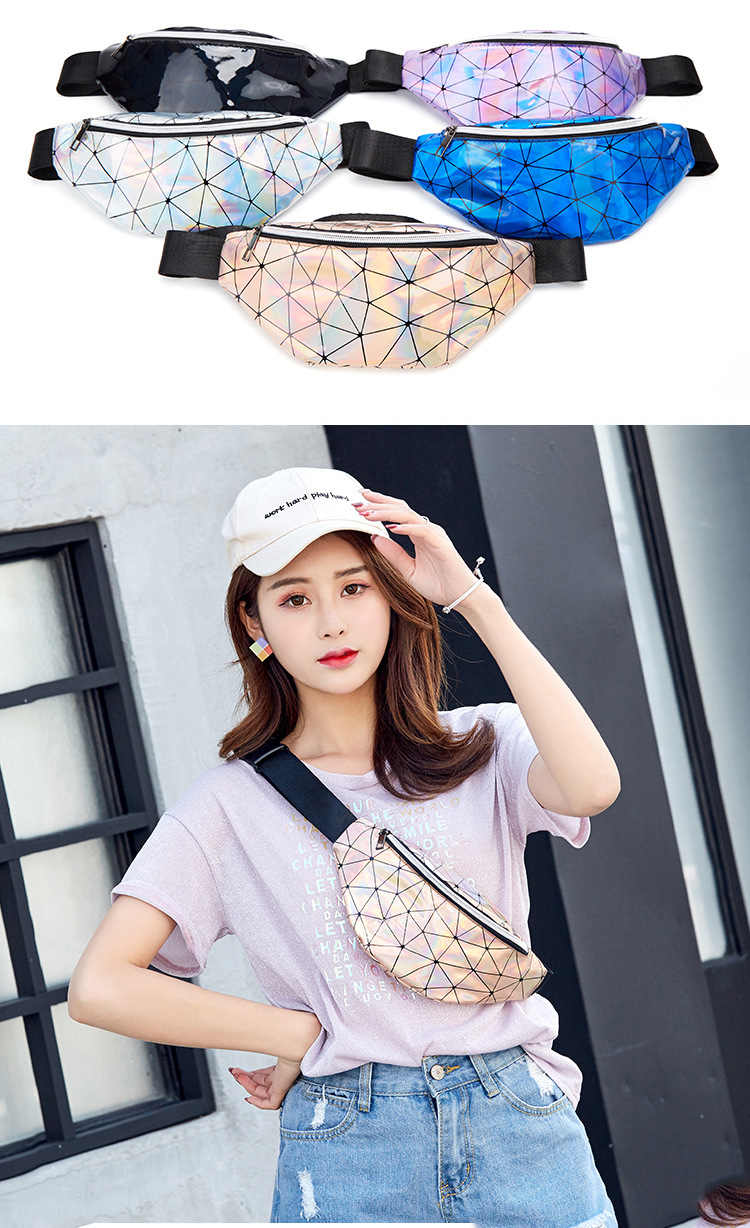  Fashion holographic PU leather phone wallet bum fanny pack waist bag (图5)