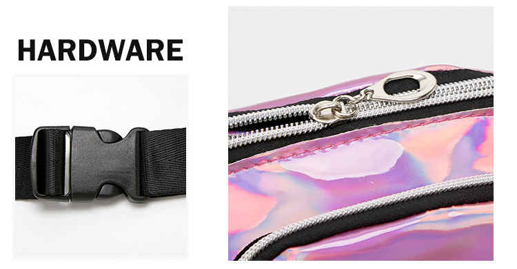 Shinny soft hologram belt bag PU leather mobile phone waist pack with adjustable strap(图8)