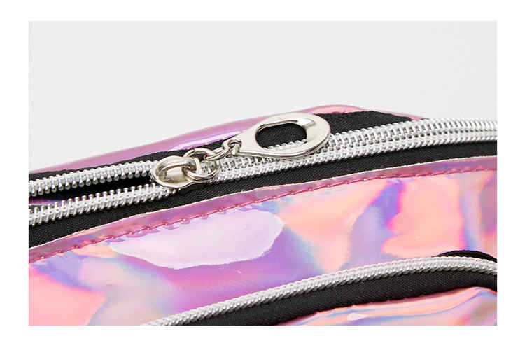 Shinny soft hologram belt bag PU leather mobile phone waist pack with adjustable strap(图14)