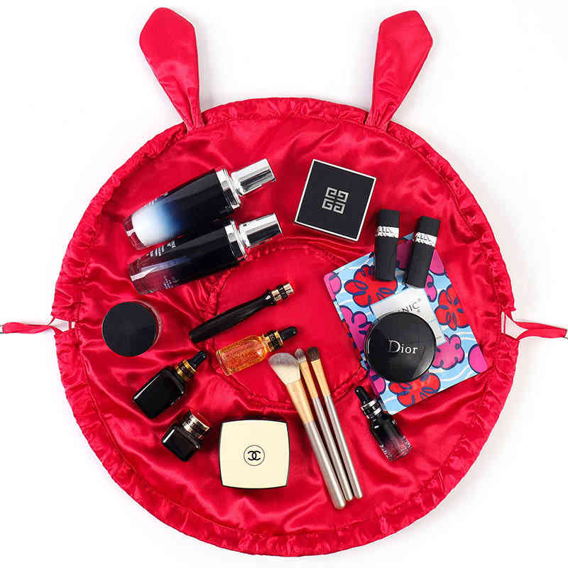 Cute drawstring velvet wash travel storage bag makeup organizer with embroidered logo(图5)