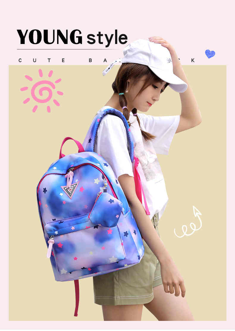 Trendy waterproof ventilated soft casual school bag oxford backpack for student(图2)