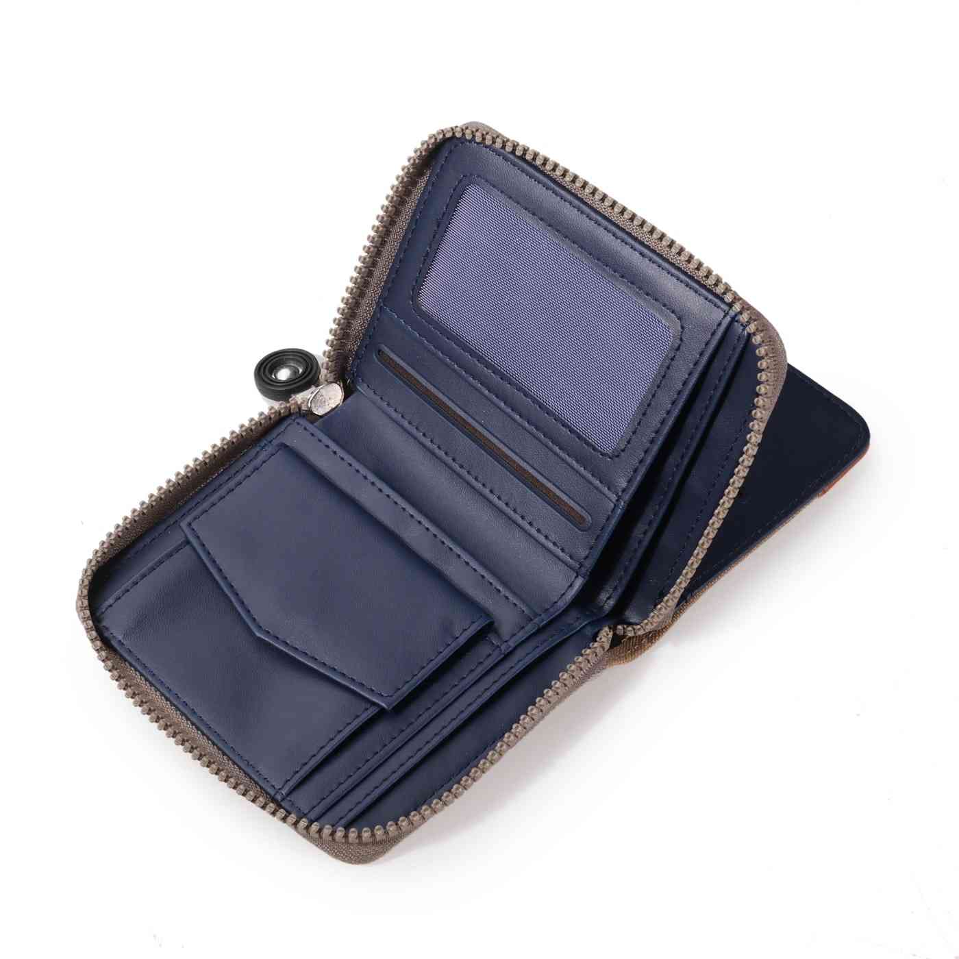 Men denim Jean fabric short style 2 folded anti-friction PU canvas wallet purse(图4)