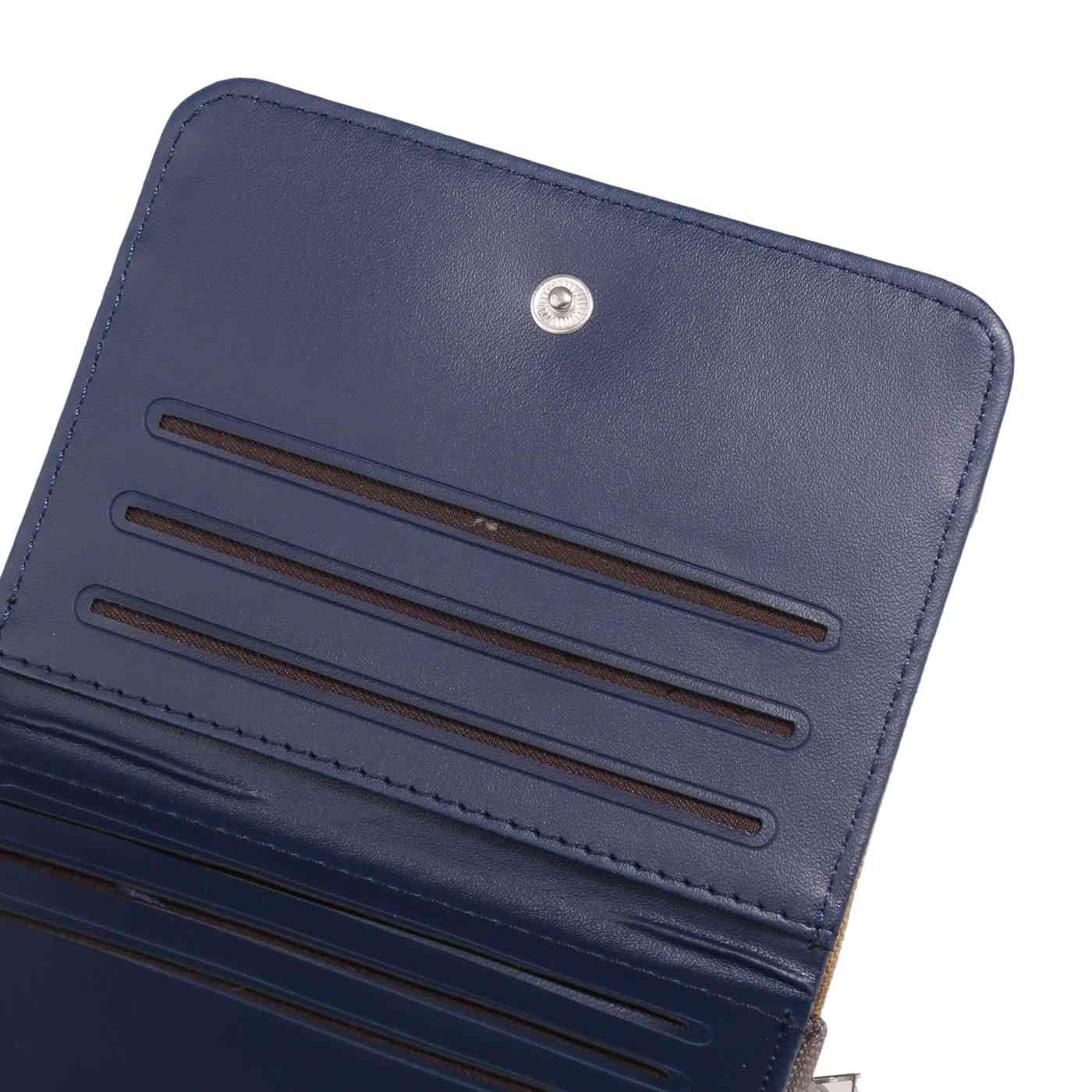 Men denim Jean fabric short style 2 folded anti-friction PU canvas wallet purse(图8)