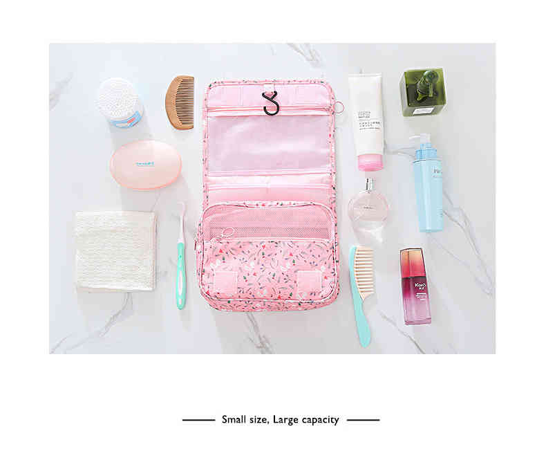 New folding hanging wash bag travel cosmetic case makeup brush pouch with large capacity(图7)