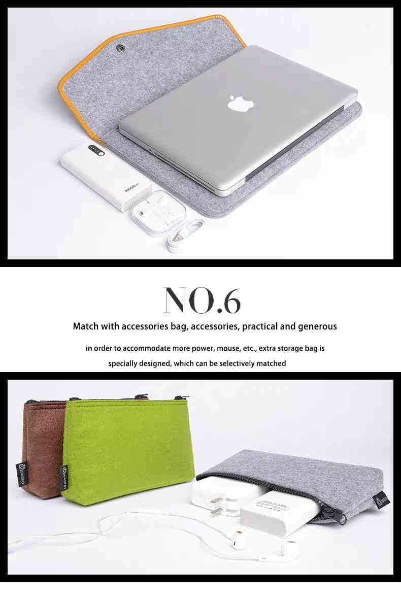 Eco-friendly felt laptop sleeve bag 11 12 13 13.3inch laptop tablet case for Macbook iPad Noyebook (图8)
