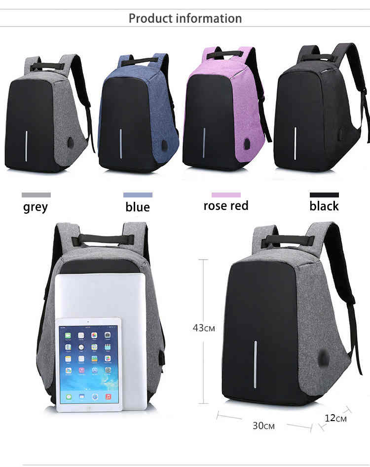 360°anti-theft business computer bag laptop backpack with usb charging port(图2)
