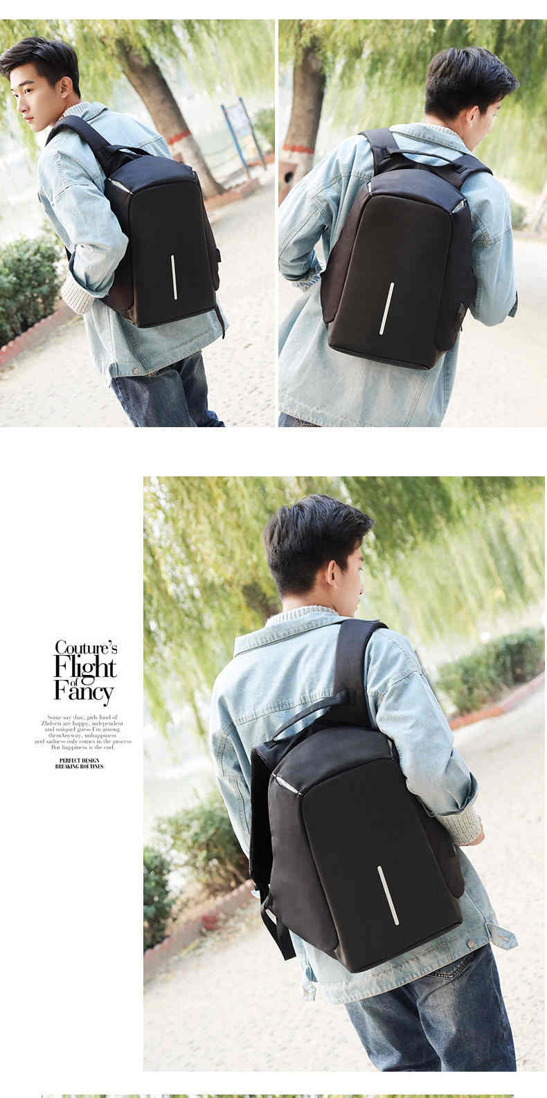 360°anti-theft business computer bag laptop backpack with usb charging port(图18)