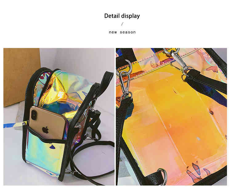 Waterproof jelly clear transparent PU leather crossbody shoulder bag backpack (图5)