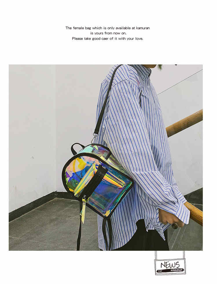 Waterproof jelly clear transparent PU leather crossbody shoulder bag backpack (图11)