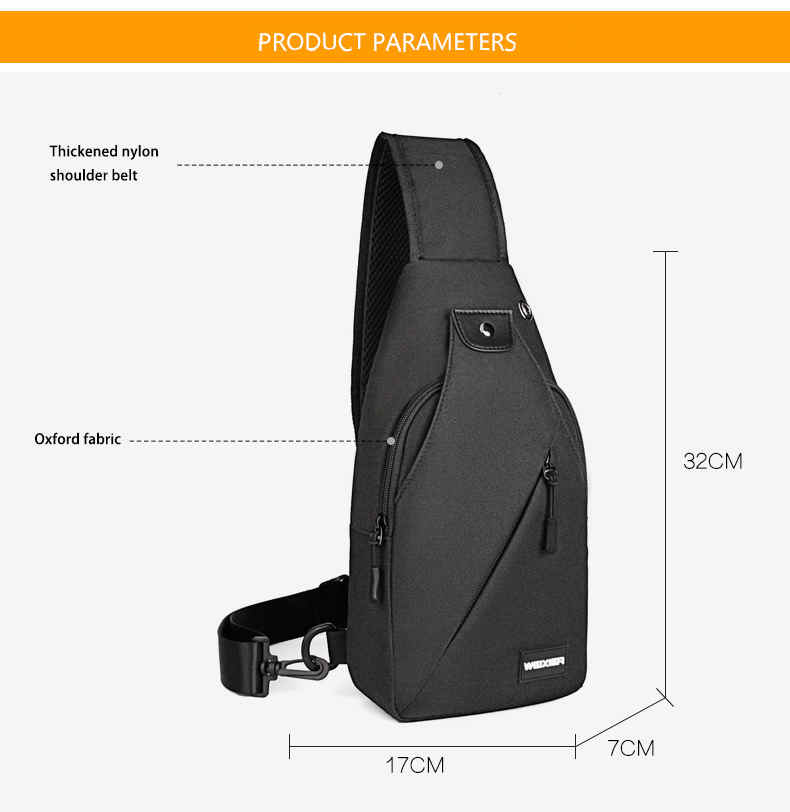 Mens water resistant oxford crossbody shoulder bag chest pack with multip pocket(图7)