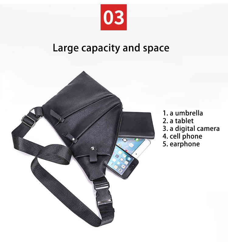Anti-theft water resistant mens pu crossbody bag chest pack for running(图10)