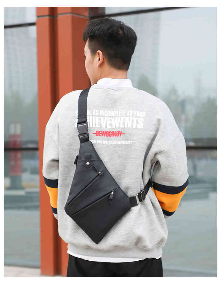 Anti-theft water resistant mens pu crossbody bag chest pack for running(图15)