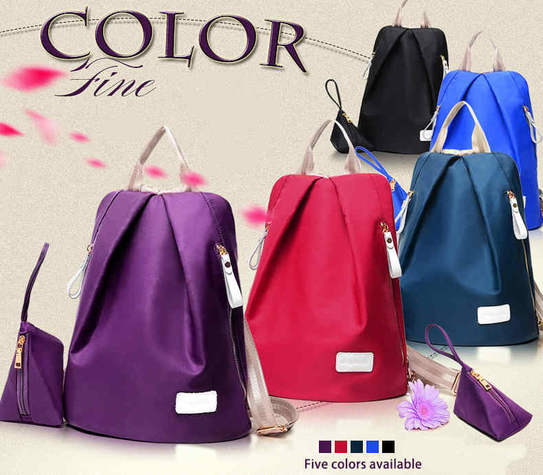 Waterproof shoulder pack women nylon backpack with coin purse(图1)