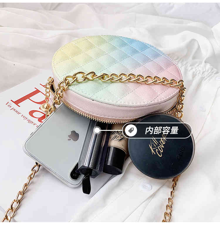 Mini luxury designer chain strap leather crossbody bag round for travel(图3)