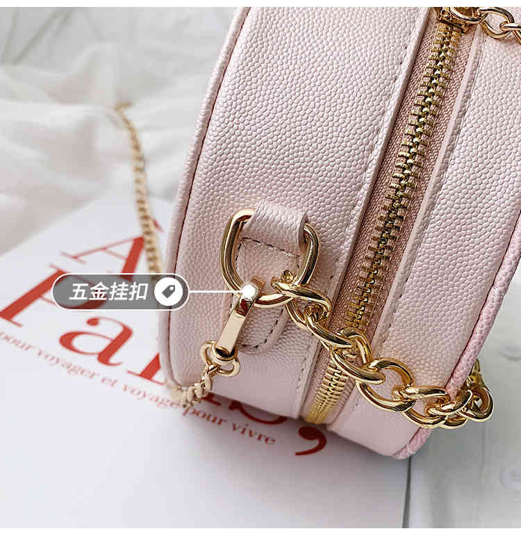 Mini luxury designer chain strap leather crossbody bag round for travel(图11)