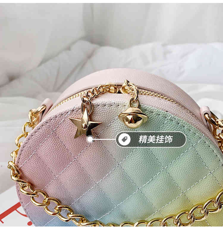 Mini luxury designer chain strap leather crossbody bag round for travel(图13)