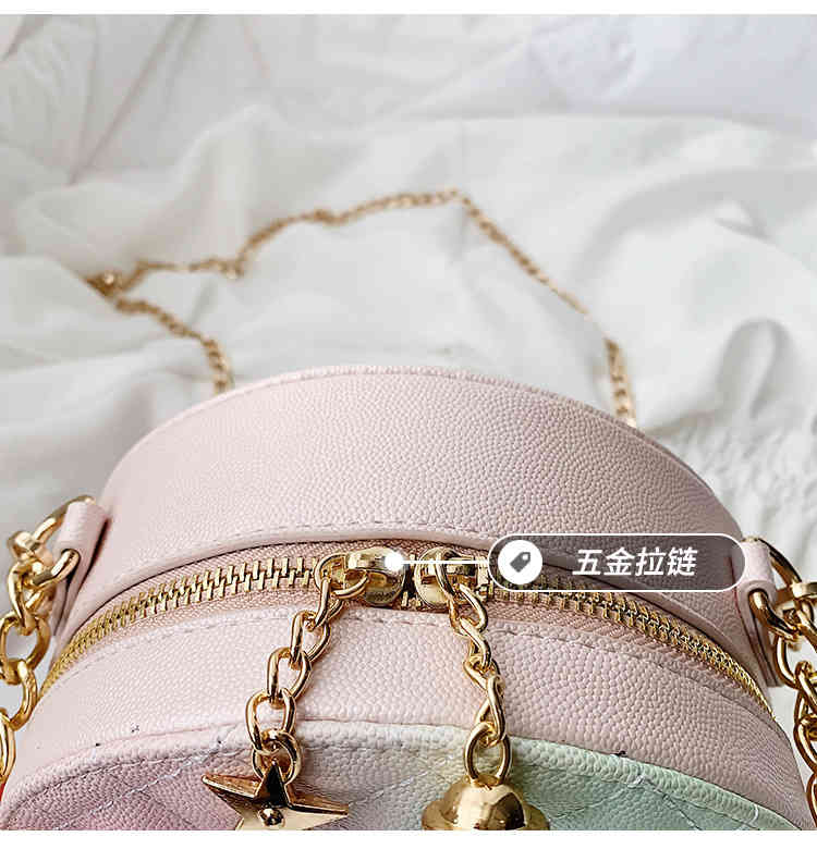 Mini luxury designer chain strap leather crossbody bag round for travel(图12)